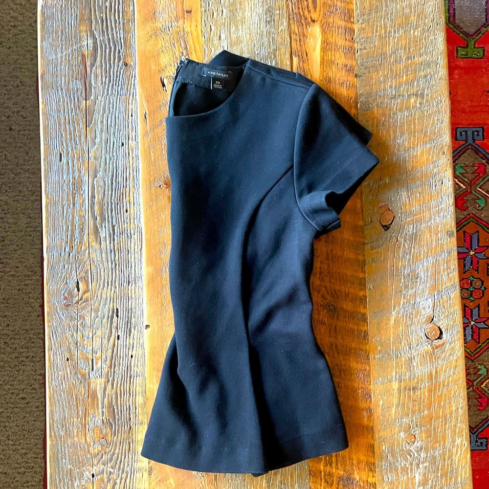 Ann Taylor Black Cap Sleeve Peplum Top